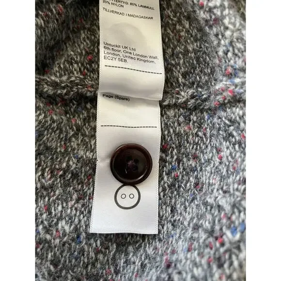 UNTUCKit Emeric Donegal Collared Cardigan Sweater Size S Gray Speckled Grandpa - Picture 9 of 11